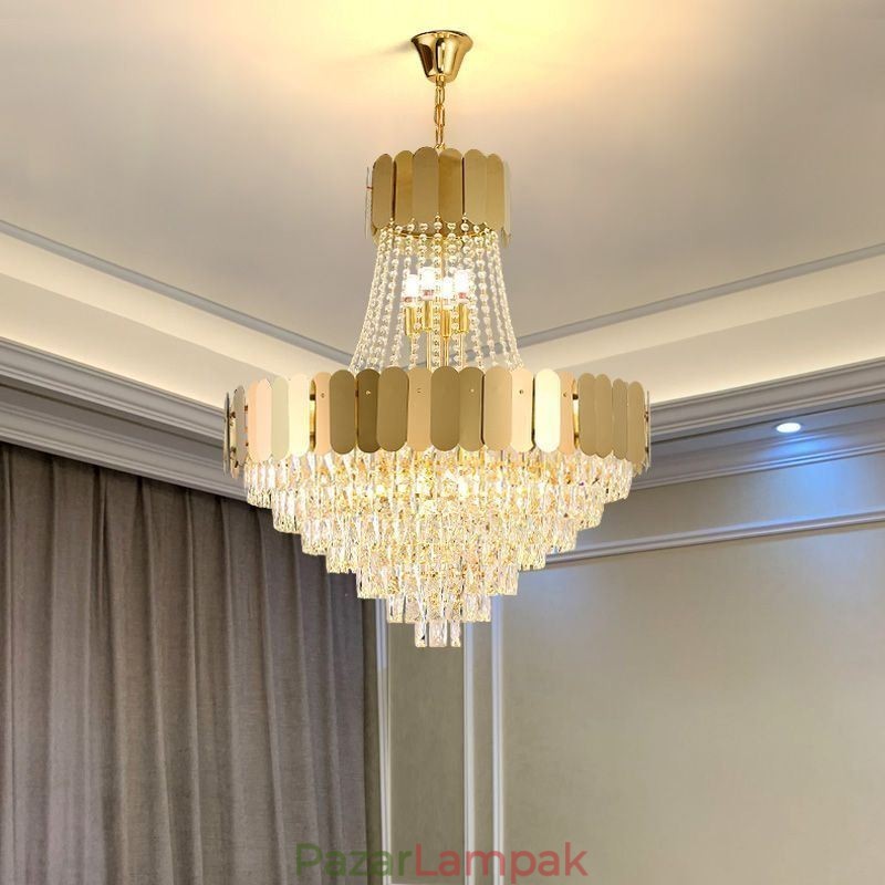Modern Crystal Gold K9 függő mennyezeti lámpa