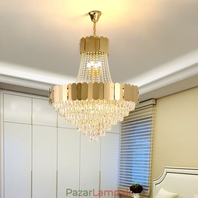 Modern Crystal Gold K9 függő mennyezeti lámpa