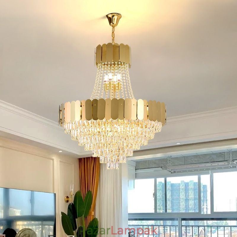 Modern Crystal Gold K9 függő mennyezeti lámpa