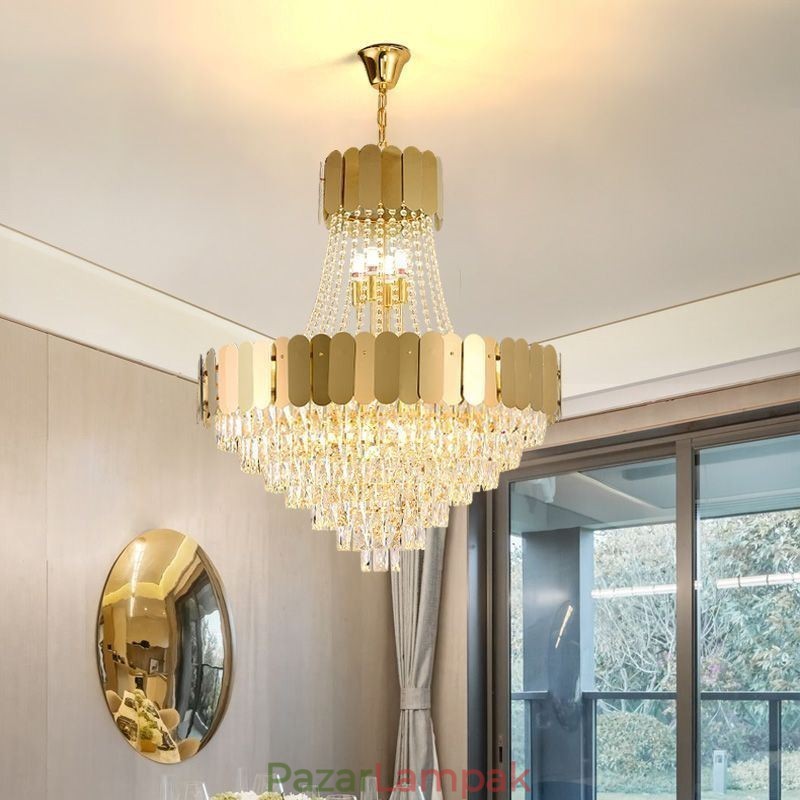 Modern Crystal Gold K9 függő mennyezeti lámpa