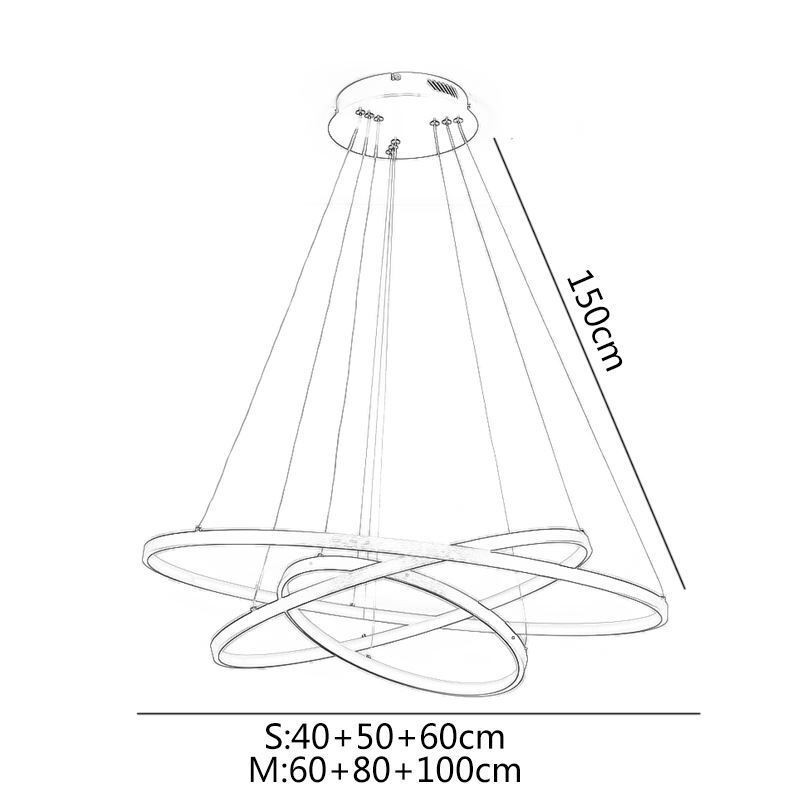 Modern függőlámpa alumínium fekete 3 gyűrűs függőlámpa