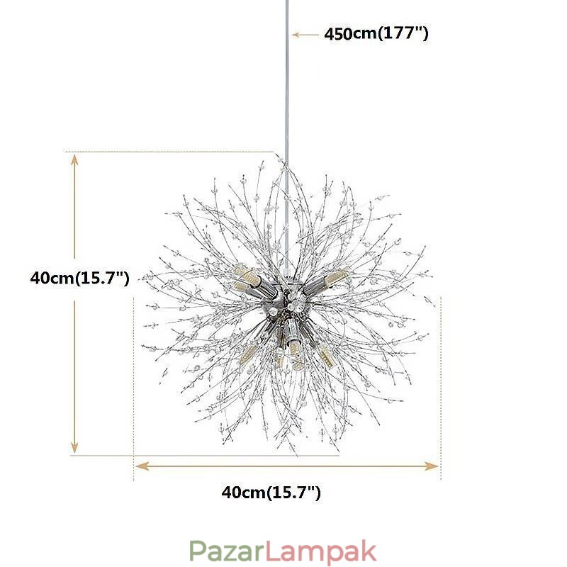 Tűzijáték csillár 8 Lights Pitypang függőlámpa