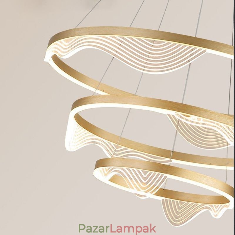 Függőlámpa Golden Wave Ripple függőlámpa 3 Light