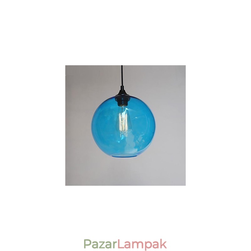 Modern üveg medál kerek kék buborék kivitelben