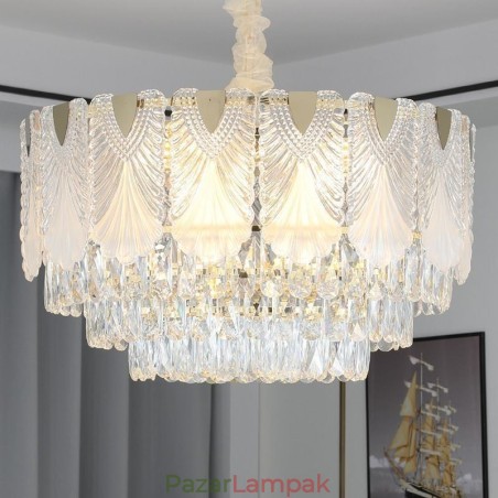 Crystal függőlámpa csipkés kerek mennyezeti lámpatest Crystal függőlámpa csipkés kerek mennyezeti lámpatest