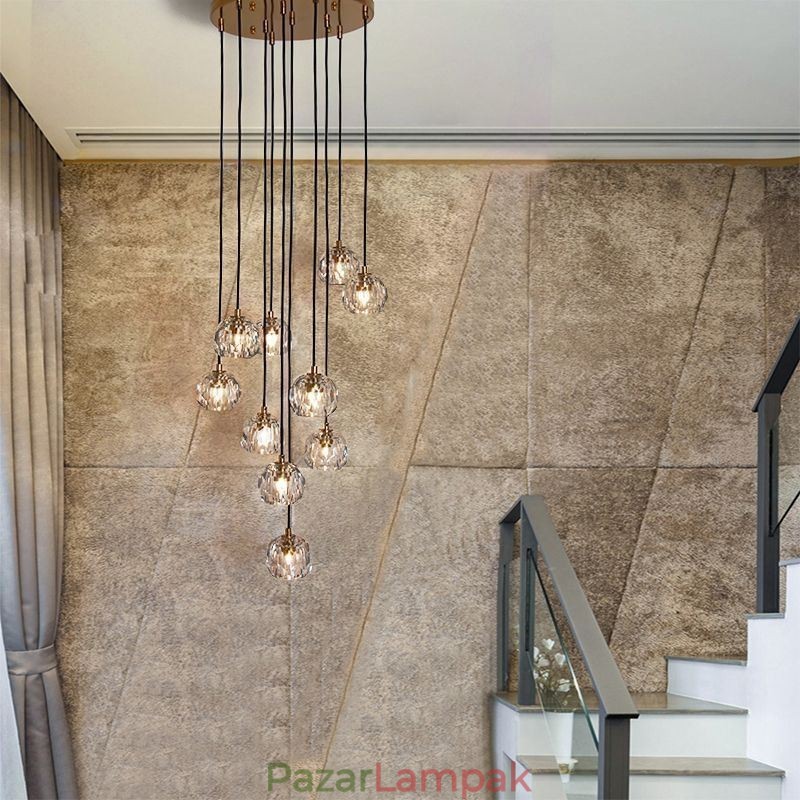 Mordern Crystal futball labda alakú mennyezeti lámpa függő lámpák