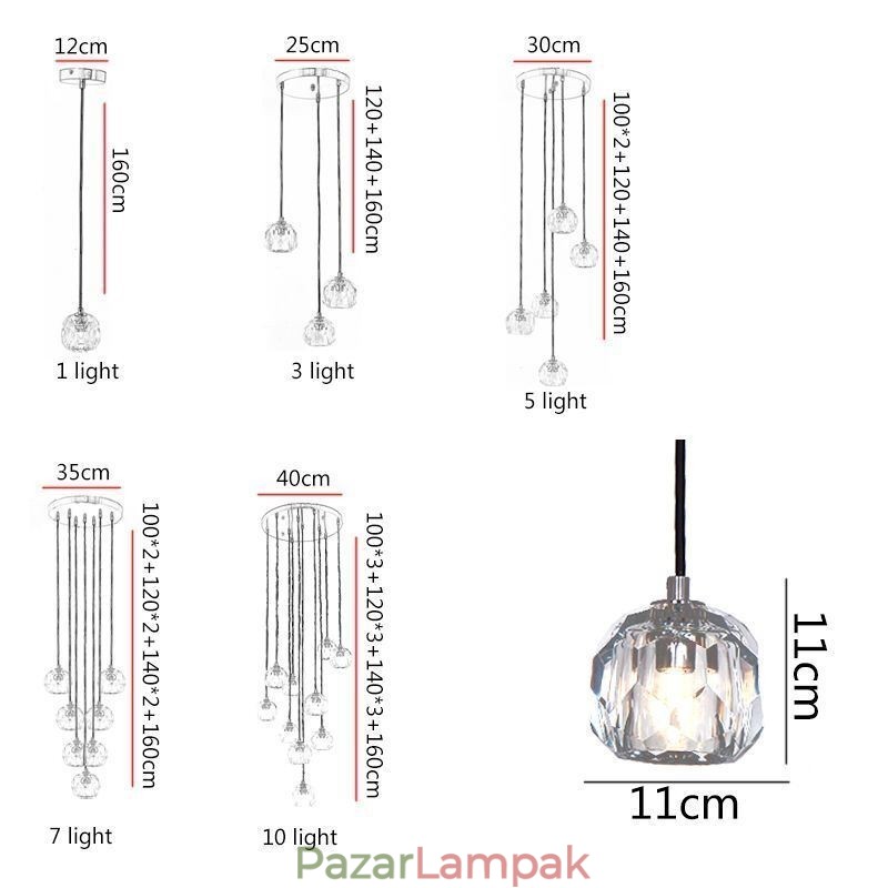 Mordern Crystal futball labda alakú mennyezeti lámpa függő lámpák