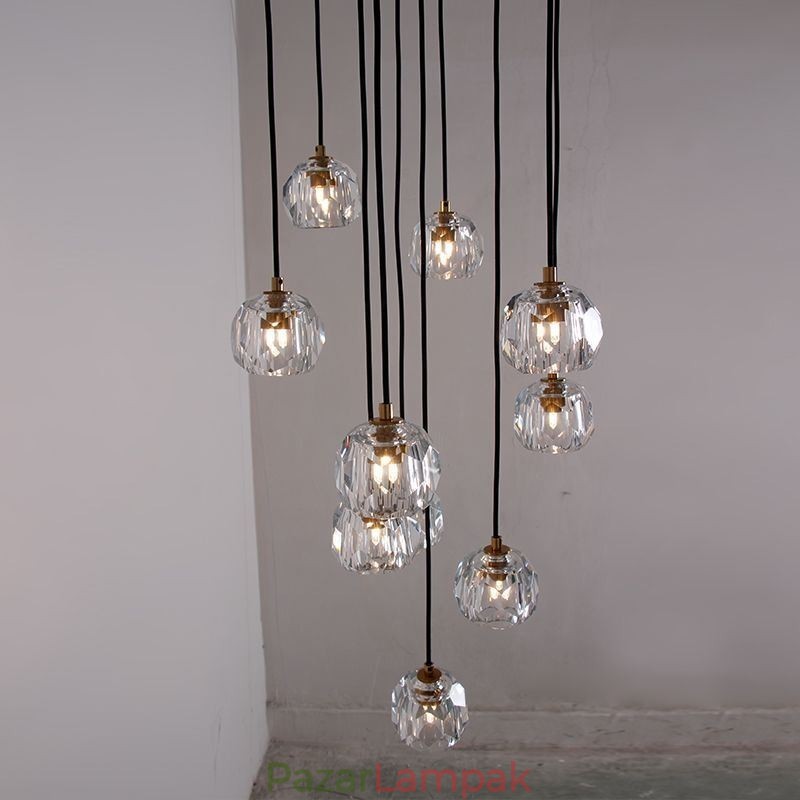 Mordern Crystal futball labda alakú mennyezeti lámpa függő lámpák