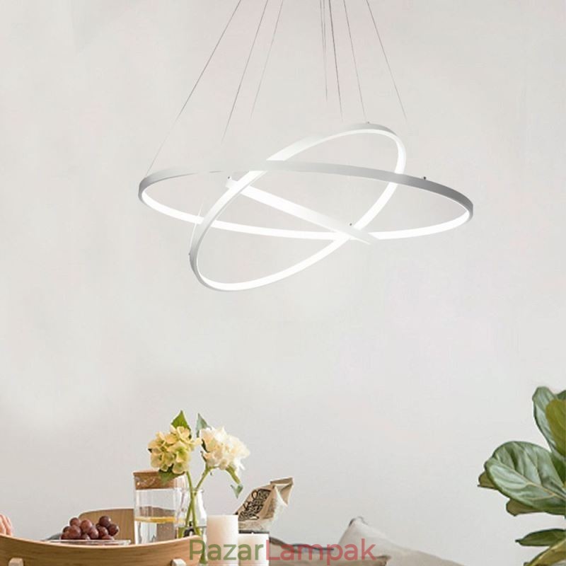 Modern függőlámpa alumínium fekete 3 gyűrűs függőlámpa