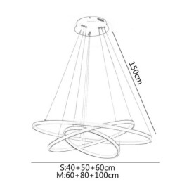 Modern függőlámpa alumínium fekete 3 gyűrűs függőlámpa