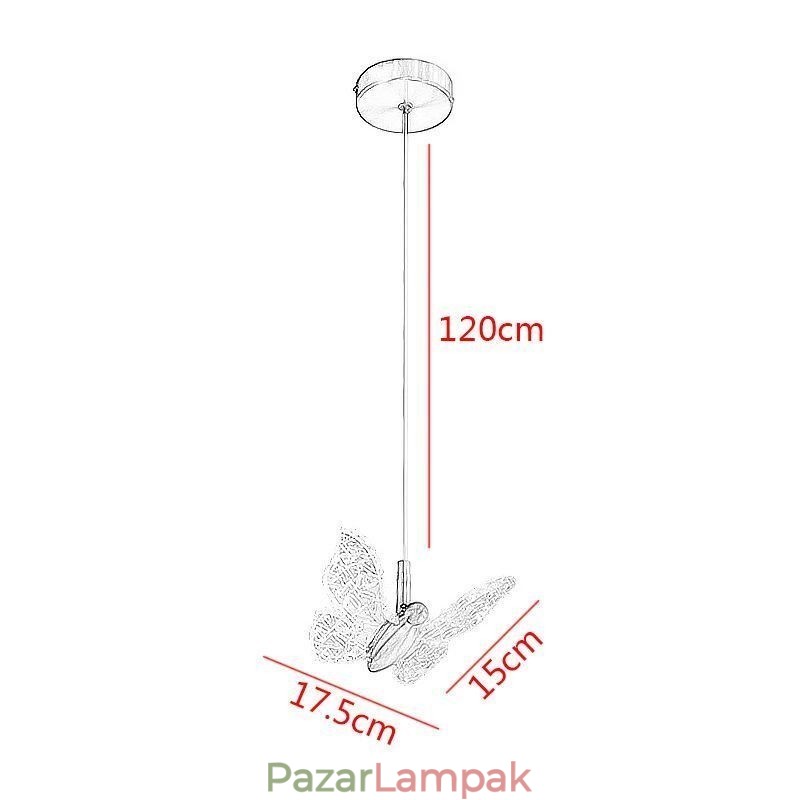 Függeszték Akril pillangós mennyezeti lámpatest