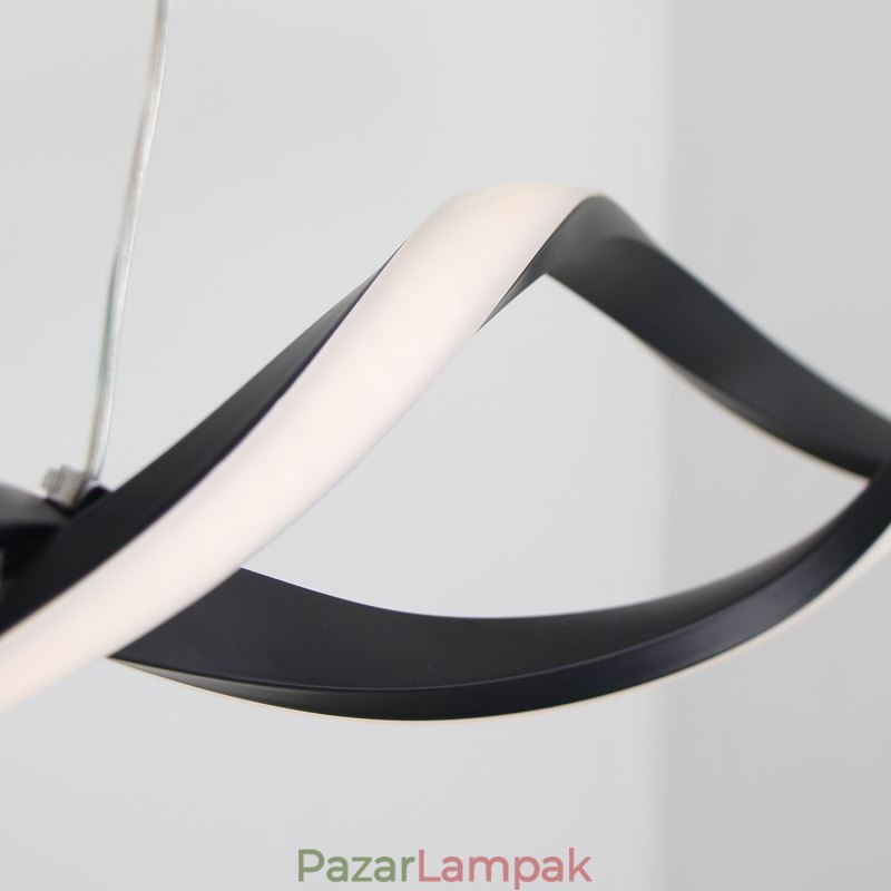 Modern függő világítás, fekete hullám alakú függő lámpák