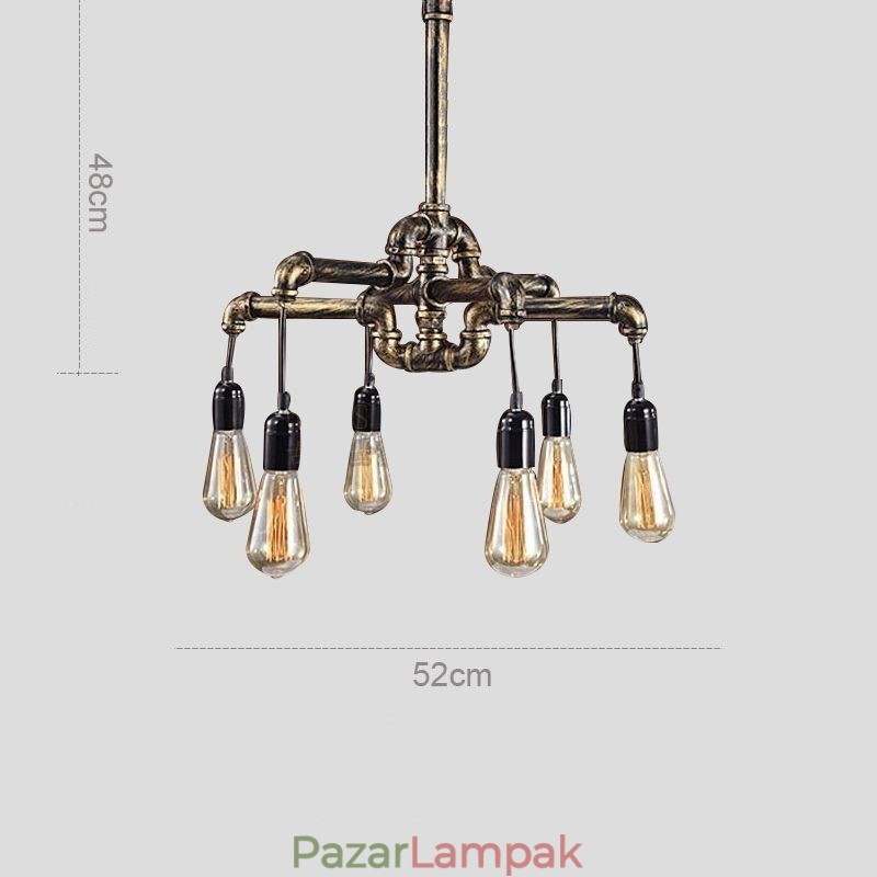 6 Világos Retro Ipari Vintage Water Pipe függeszték Világos csillár Country rusztikus stílusban