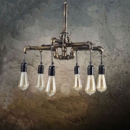 6 Világos Retro Ipari Vintage Water Pipe függeszték Világos csillár Country rusztikus stílusban