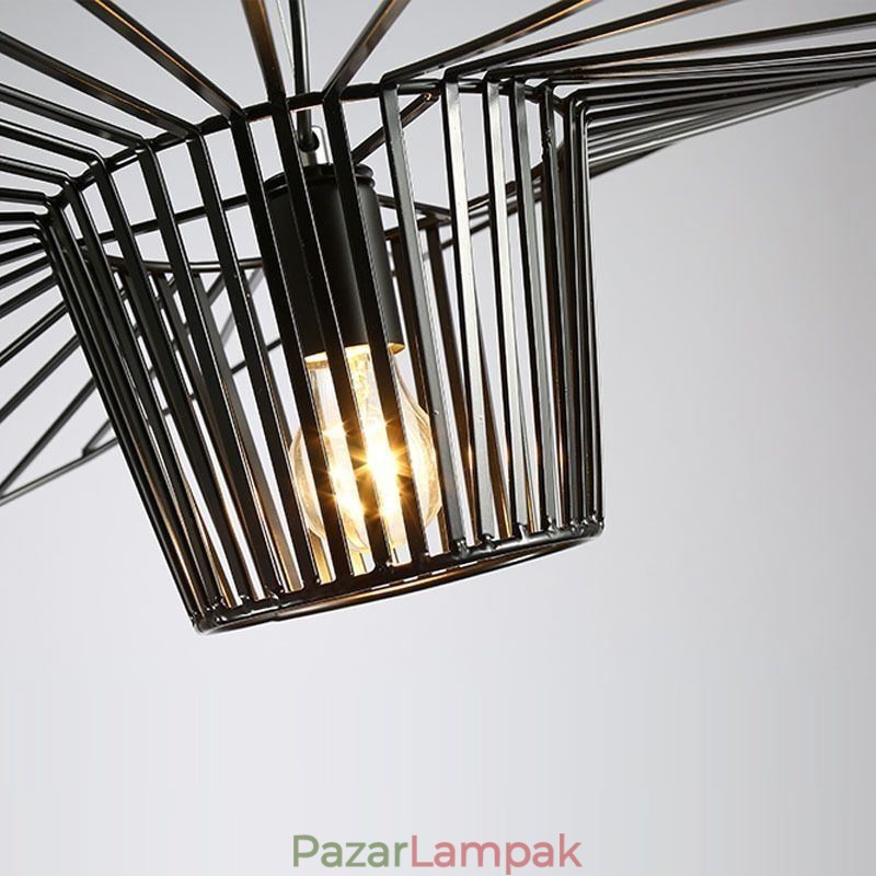Vas függőlámpa szalmakalap lámpa 1 fény