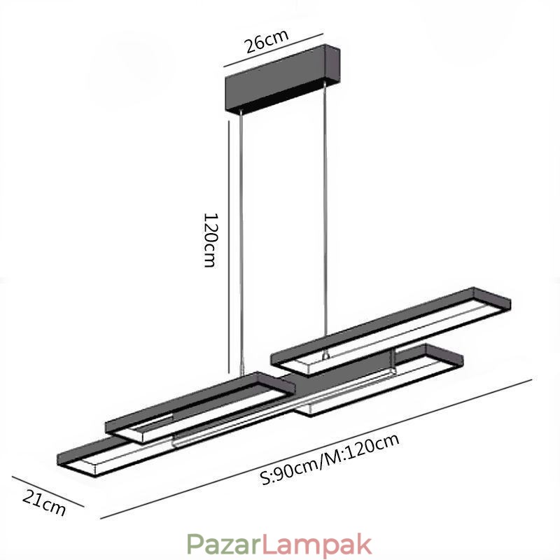 Modern függőlámpa vízszintes mennyezeti lámpatest
