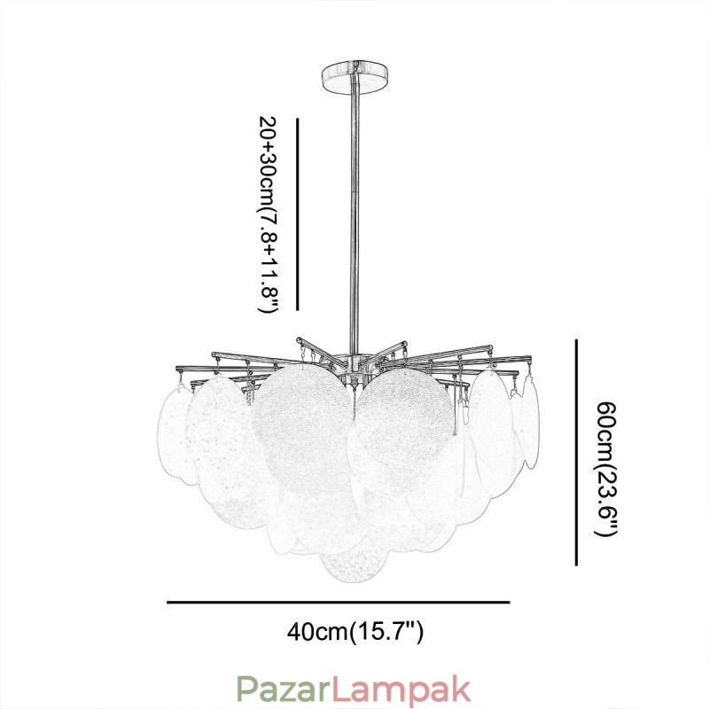 Modern 6 fényű függőlámpa, üveg alakú függőlámpa