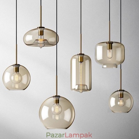 Üvegfüggőlámpa Minimalista konyak színű dekoratív üveg lámpatest Üvegfüggőlámpa Minimalista konyak színű dekoratív üveg lámpatest