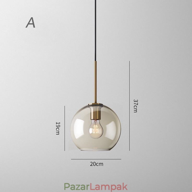 Üvegfüggőlámpa Minimalista konyak színű dekoratív üveg lámpatest