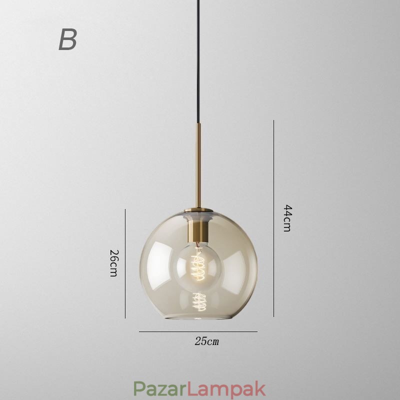 Üvegfüggőlámpa Minimalista konyak színű dekoratív üveg lámpatest