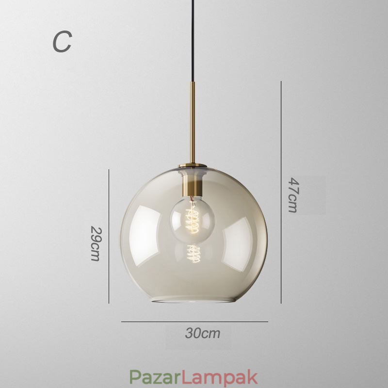 Üvegfüggőlámpa Minimalista konyak színű dekoratív üveg lámpatest