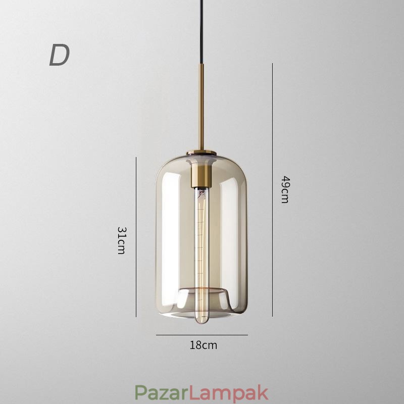 Üvegfüggőlámpa Minimalista konyak színű dekoratív üveg lámpatest