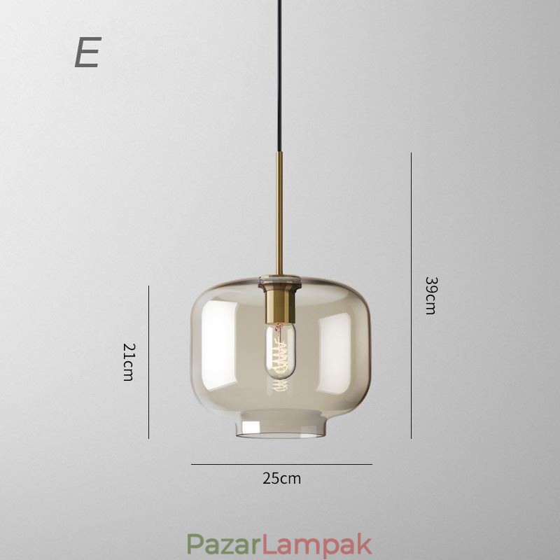 Üvegfüggőlámpa Minimalista konyak színű dekoratív üveg lámpatest