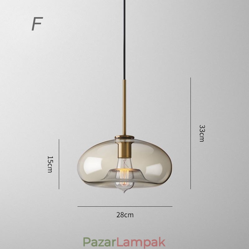 Üvegfüggőlámpa Minimalista konyak színű dekoratív üveg lámpatest
