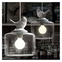 Retro stílusú üveg függőlámpa Little Bird dekoratív világítás