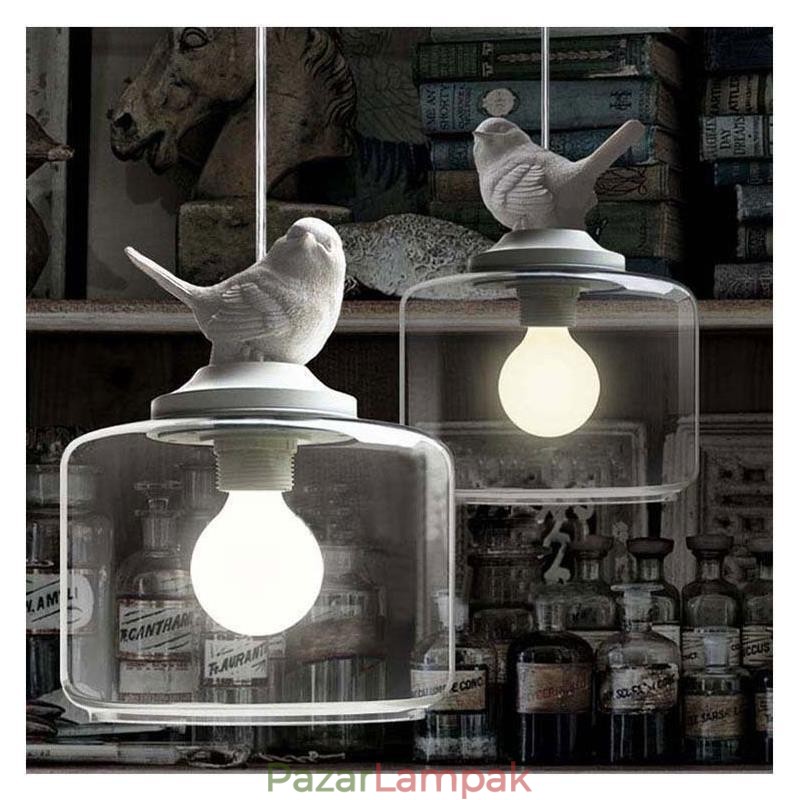 Retro stílusú üveg függőlámpa Little Bird dekoratív világítás