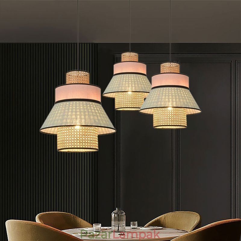 1 Könnyű ruha Lámpabúra Függesztett lámpa Bambusz szövésű világítás