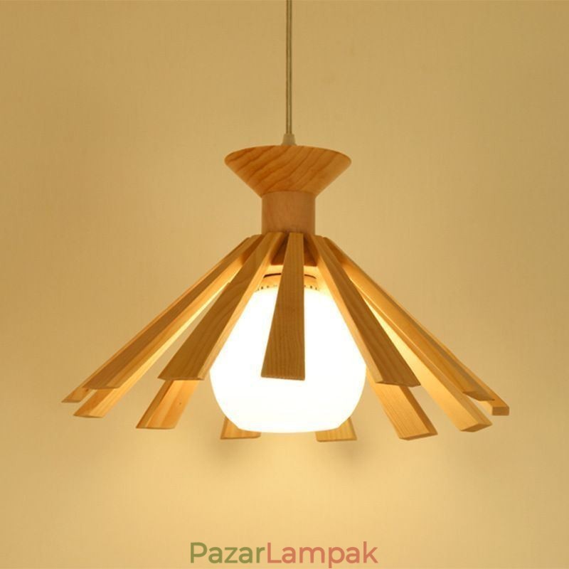 Egyszerű stílusú fa függesztett lámpatest