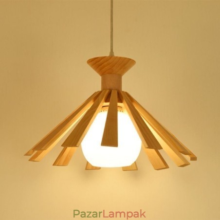 Egyszerű stílusú fa függesztett lámpatest Egyszerű stílusú fa függesztett lámpatest