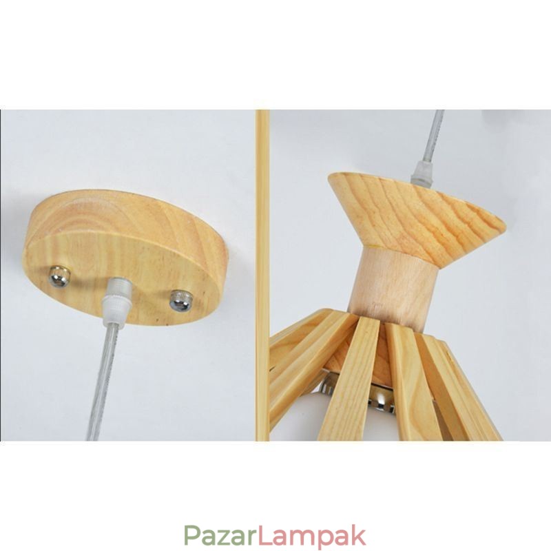Egyszerű stílusú fa függesztett lámpatest