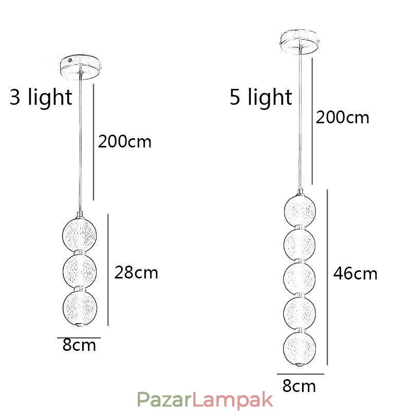 Függeszték Akril gyöngyös dekoratív világítás