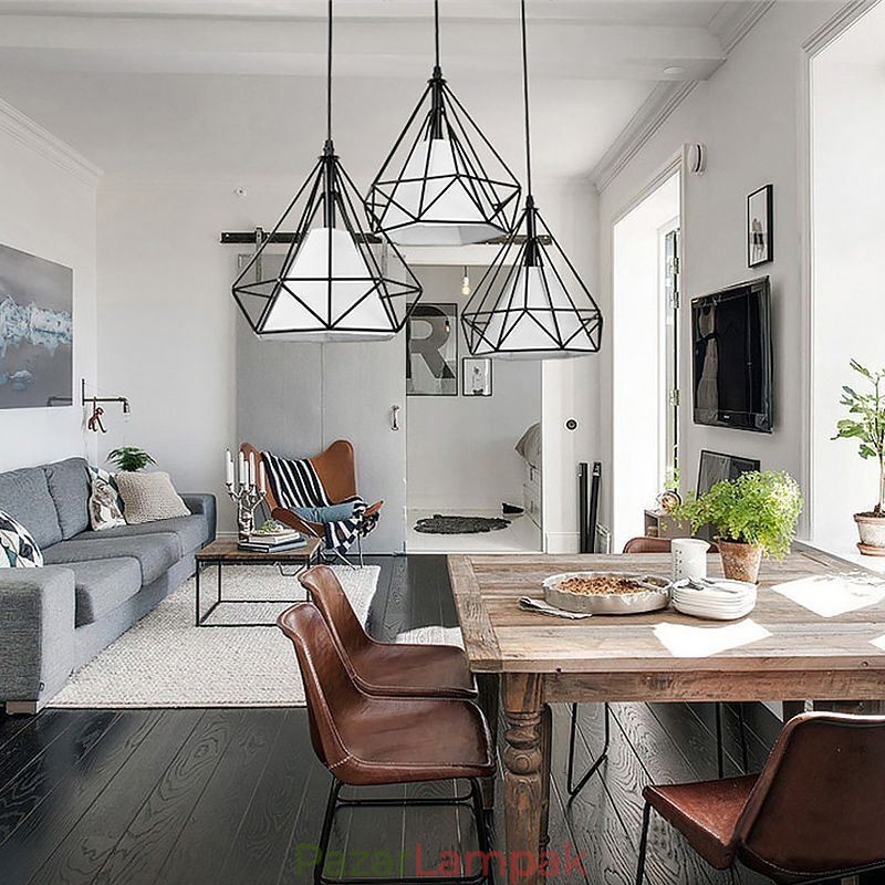 Gyémánt alakú függőlámpa Modern minimalista dekoratív lámpatest