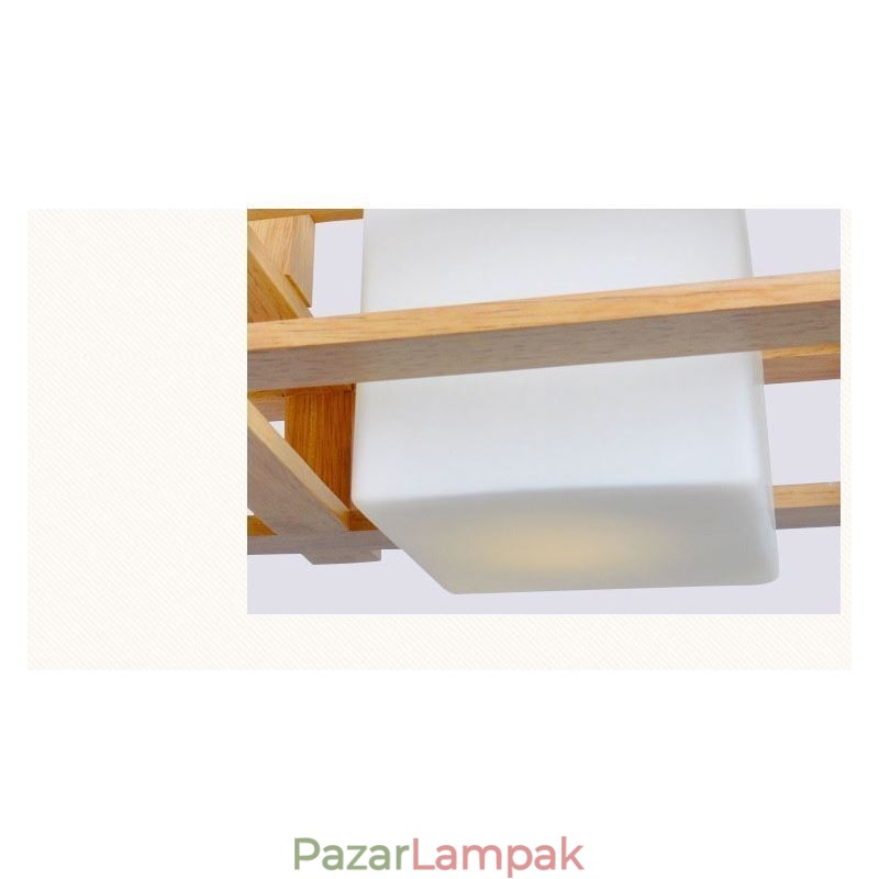 Creative 3 Lights tölgy függőlámpa Dekoratív fa mennyezeti lámpa kávézó