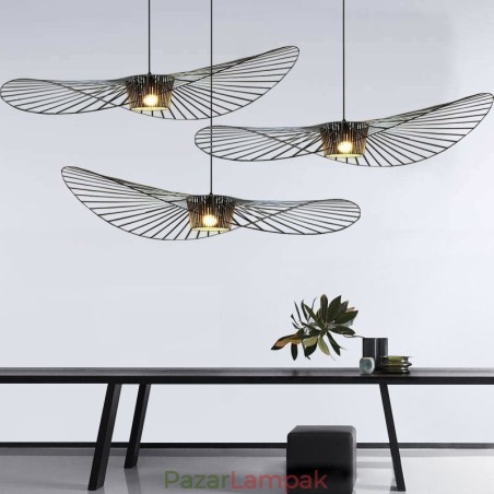 Vas függőlámpa szalmakalap lámpa 1 fény