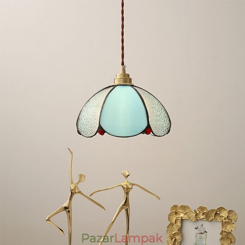 Minimalista sziromüveg függesztőlámpa, egyfejű, üvegfüggő lámpa