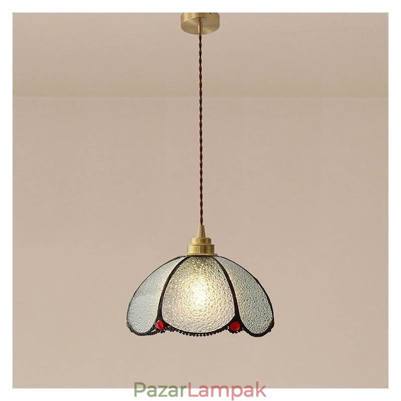 Minimalista sziromüveg függesztőlámpa, egyfejű, üvegfüggő lámpa