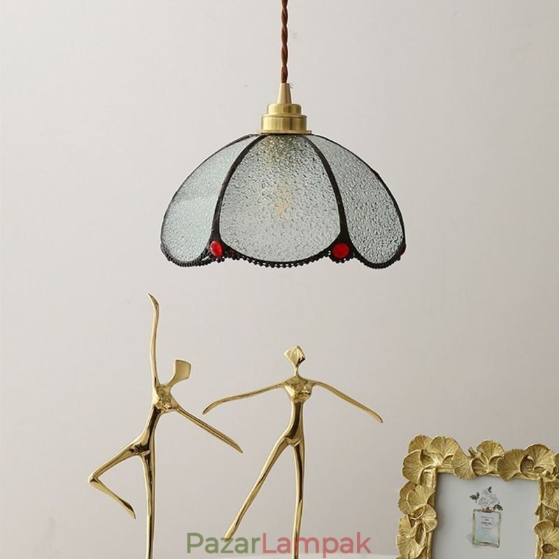 Minimalista sziromüveg függesztőlámpa, egyfejű, üvegfüggő lámpa