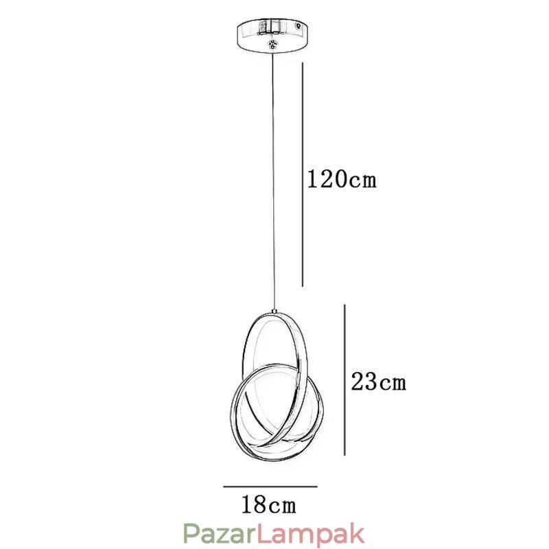 Függeszték, szabálytalan gyűrűs mennyezeti lámpa