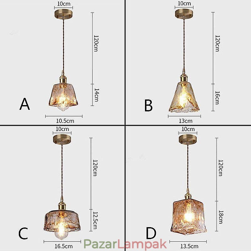 Egyedülálló mini üvegfüggőlámpa, japán stílusú borostyán színű dekoratív világítás