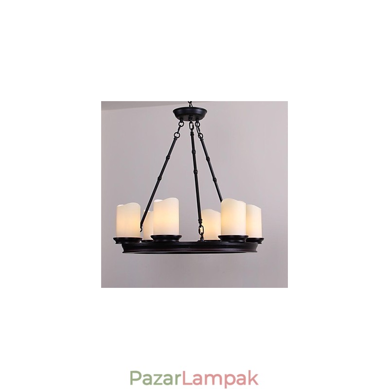 Vintage Chandelier 6 Lights acélból és üvegből