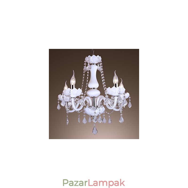 Elegáns kristálycsillár 5 fehér lámpával