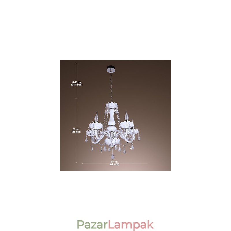 Elegáns kristálycsillár 5 fehér lámpával
