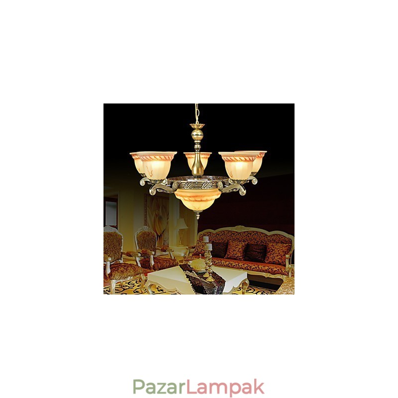 Hagyományos klasszikus Vintage Retro bronz fémcsillár