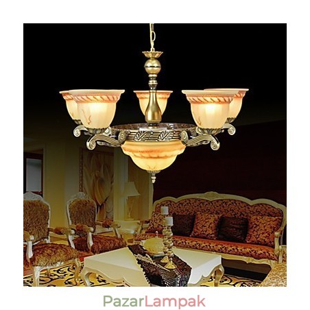 Hagyományos klasszikus Vintage Retro bronz fémcsillár