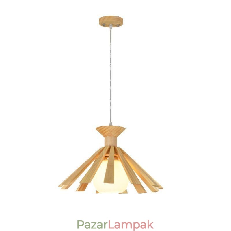 Egyszerű stílusú fa függesztett lámpatest