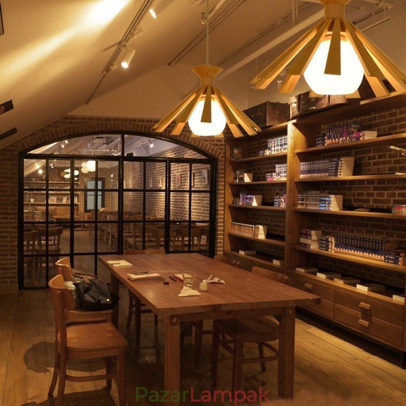 Egyszerű stílusú fa függesztett lámpatest